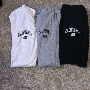 3pc/Set Tween Girls Solid Color Fleece Lined Sweatpants